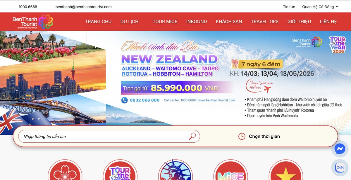 Top 10 Website đặt tour du lịch uy tín, nhanh chóng nhất hiện nay 4 Website của Benthanhtourist