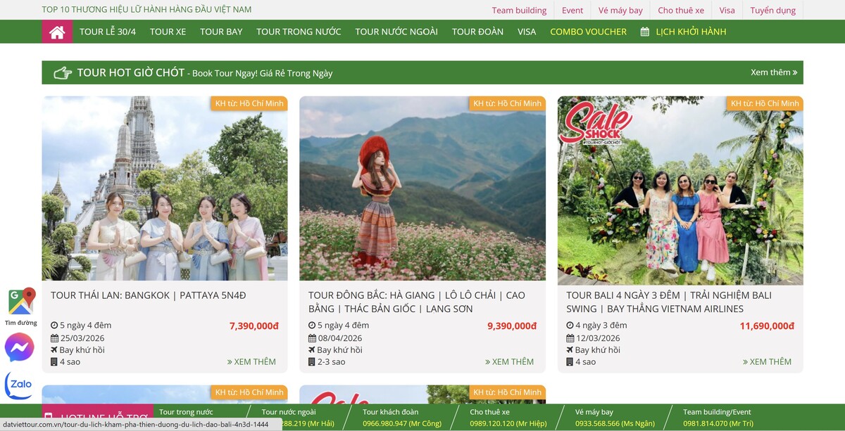 Top 10 Website đặt tour du lịch uy tín, nhanh chóng nhất hiện nay 7 Website của Datviettour
