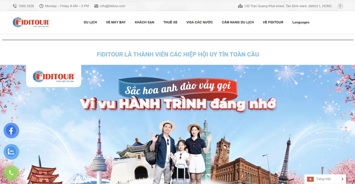 Top 10 Website đặt tour du lịch uy tín, nhanh chóng nhất hiện nay 6 Website của Fiditour