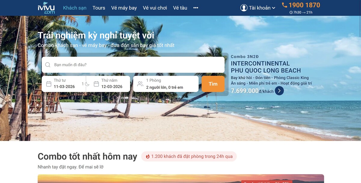 Top 10 Website đặt tour du lịch uy tín, nhanh chóng nhất hiện nay 8 Website của i.ViVu.com