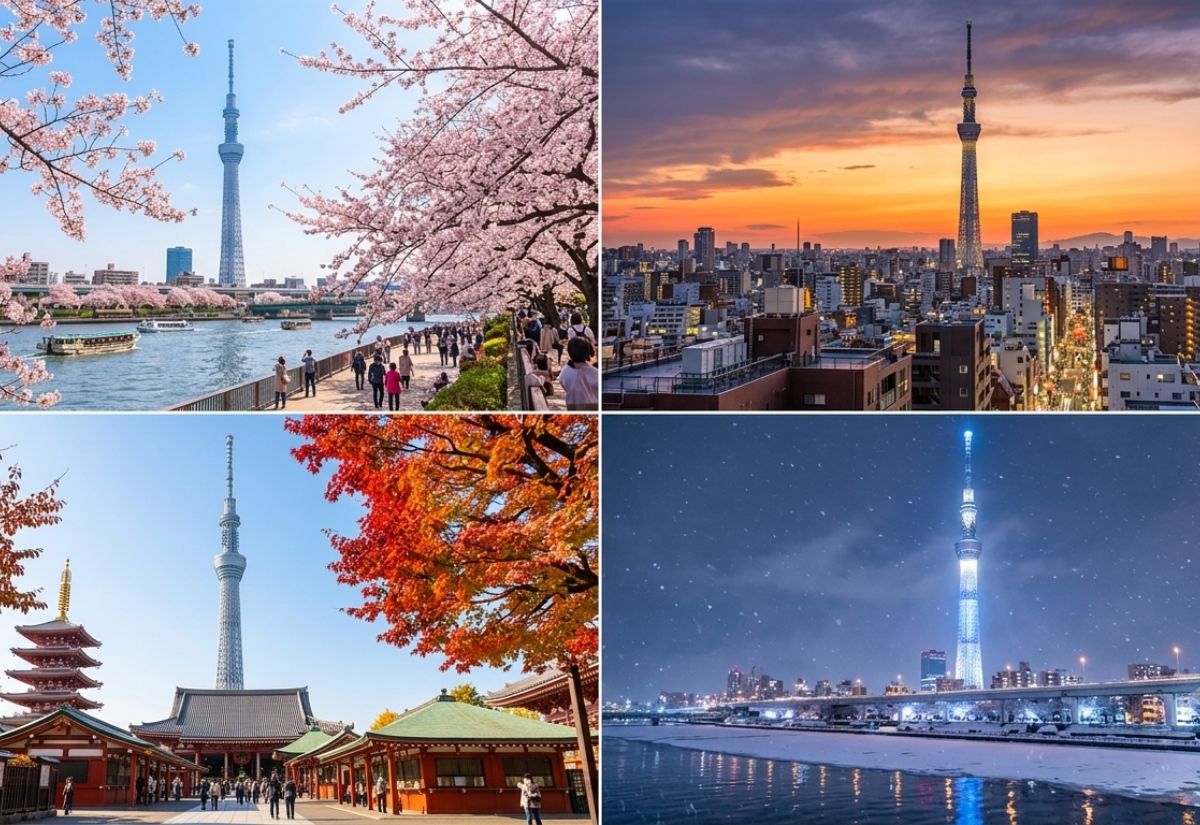 Tokyo Skytree mỗi mùa lại mang đến một vẻ đẹp riêng
